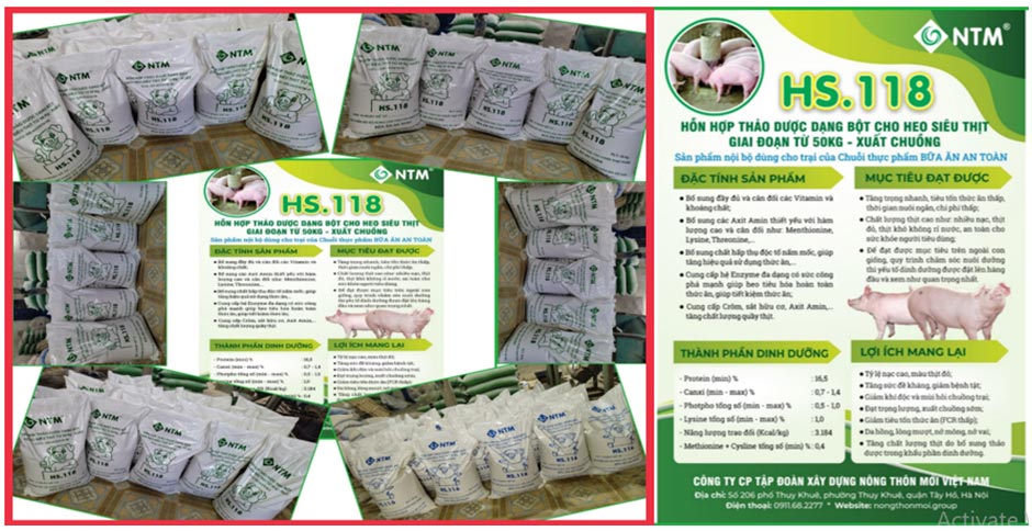 Cám thảo dược HS.118 sử dụng để chăn nuôi lợn thảo dược